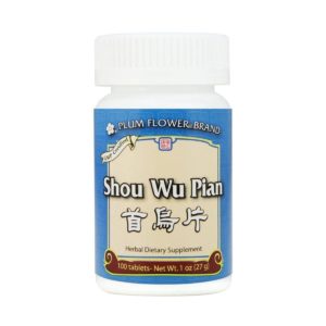 Bottle of 100 tablets of herbal dietary supplement, net weight 1 ounce, or 27 grams. English and chinese text.